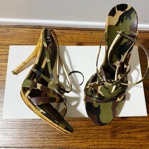 Casadei Strappy Camo Sandals